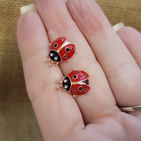 Ladybug Stud Earrings - Picture 1 of 8
